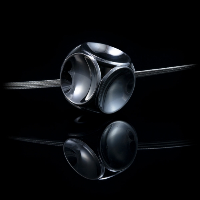 cube silver black rhodium pendant